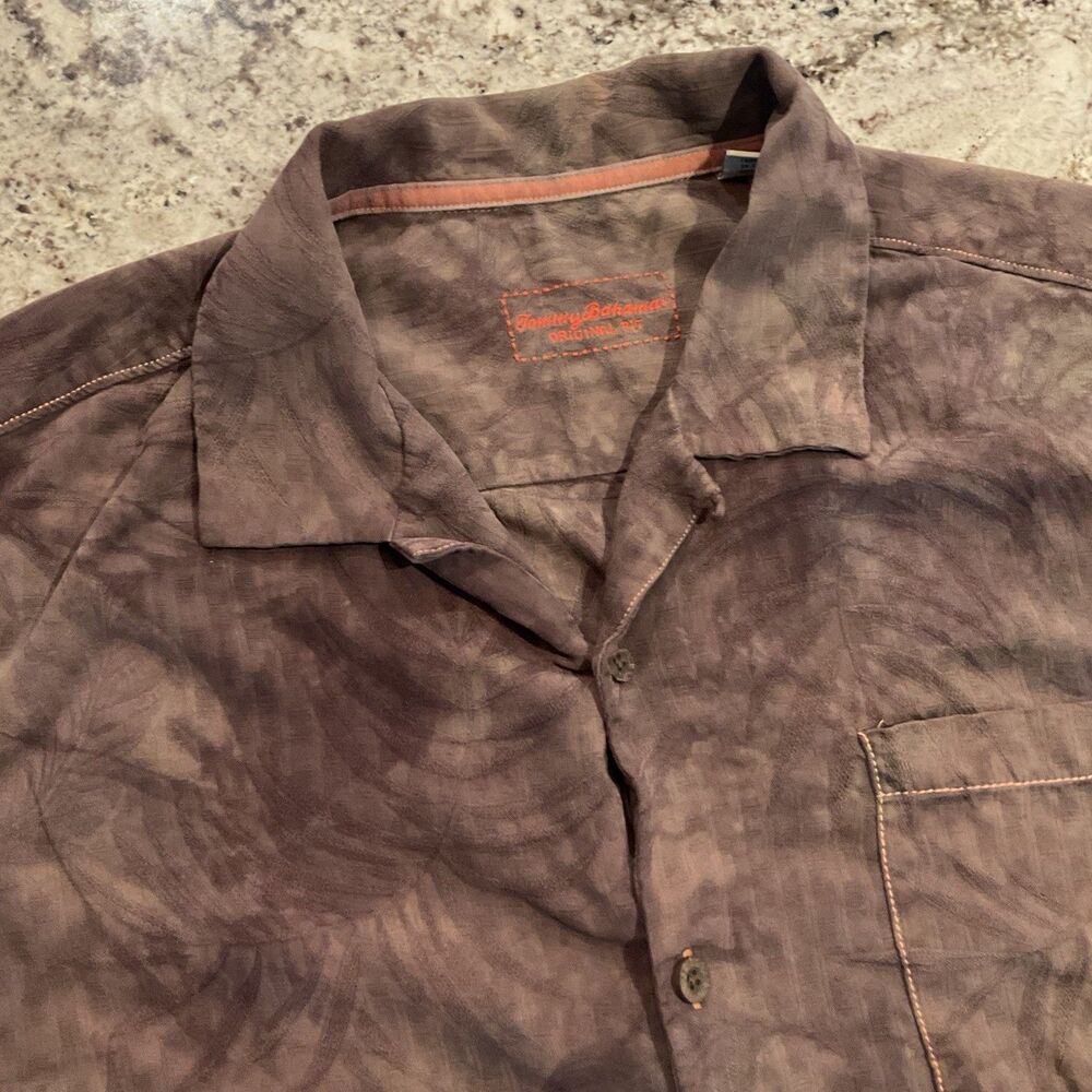 Tommy Bahama Custom Shirt Mens XL Silk Hand Dyed Aloha Camp Tiki Beach Surf